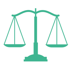Grafik: Eine Waage als Symbol für das Rechtssystem