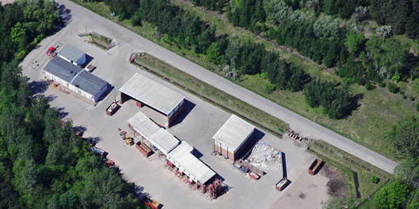 Luftbild der Bauschuttsortieranlage