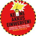 BDE Aufkleber | keine Akkus in den Tonne eninwerfen